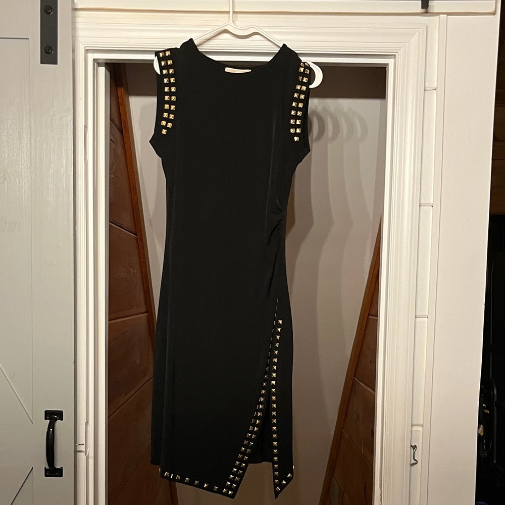 Michael Kors Black Asymmetrical Studded Dress